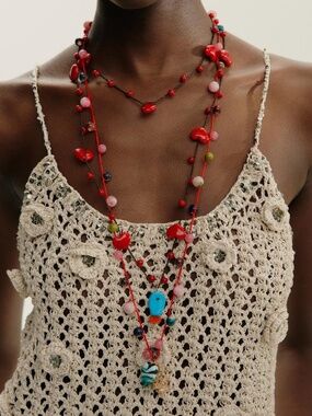 NWT Zara 3-Pack of Cord Heart Charm Necklaces